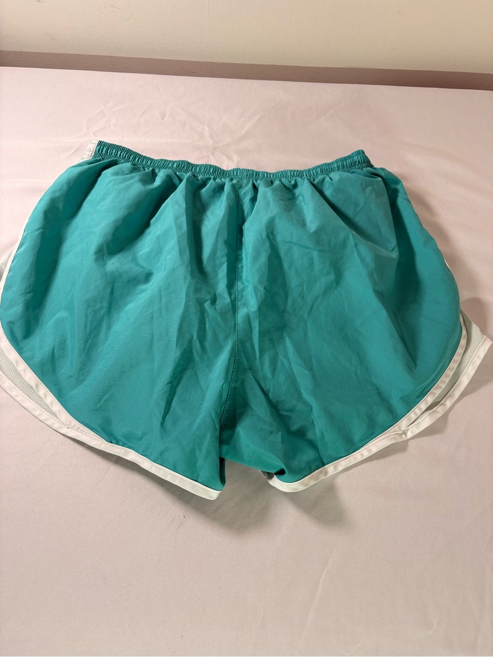Nike Women's Teal Athletic Shorts with White Trim - Picture 4 of 4
